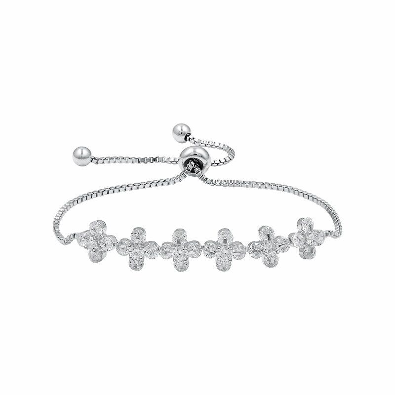WEIMANJINGDIAN Arrival Cubic Zirconia Pull String Slid Bracelets Cross Flower Design for Women