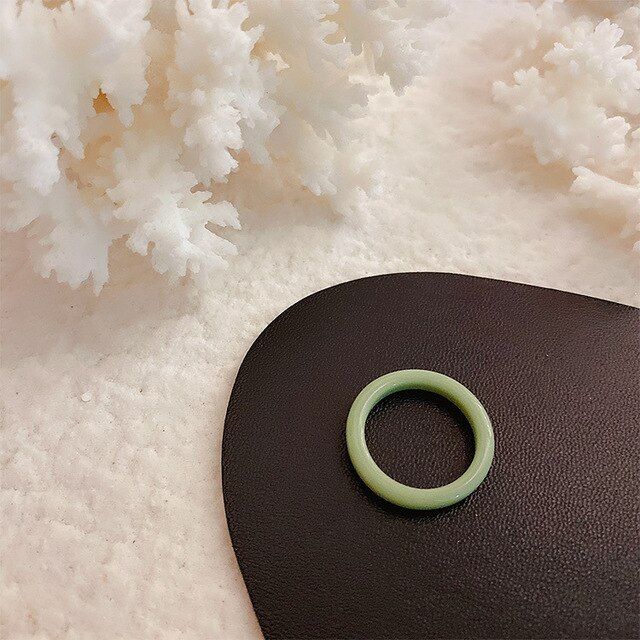 AOMU Korea Colorful Transparent Candy Acrylic Geometric Round Rings for Women 2020 Fashion Morandi Color Ring Jewelry