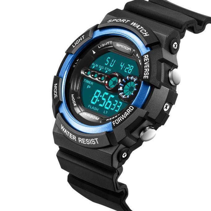 Mens Stainless Steel LED Digital  Alarm Waterproof Sports Army Quartz Watch