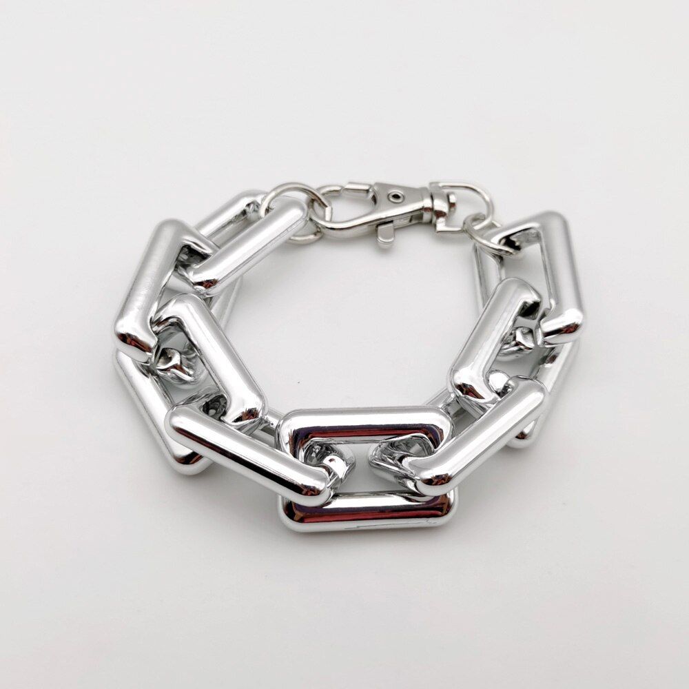 High Quality Punk Boho Lock CCB Chain Necklace Women 2020 Statement Hip Hop Twisted Thick Link Chain Collar Gothic Jewelry