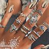 12Pcs Women Vintage Boho Faux Gemstone Rhinestone Jewelry Knuckle Stking Rings