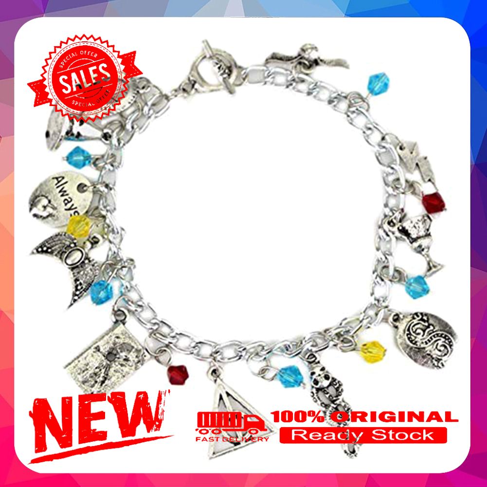 Harry Potter Faux Gemstone Bead Pendant Women Chain Bracelet Bangle Jewelry Gift