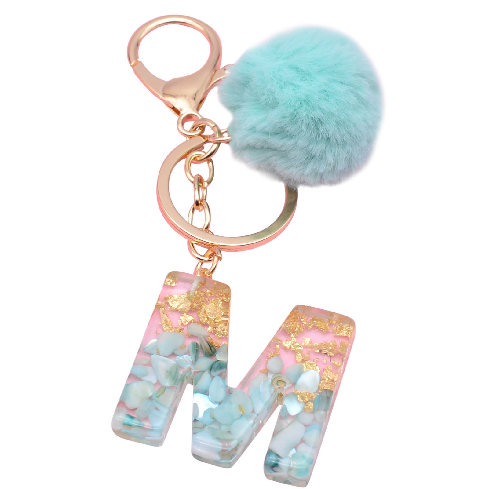 Key Chain Anti-deform Furry Ball Initial Letter Ring Chain