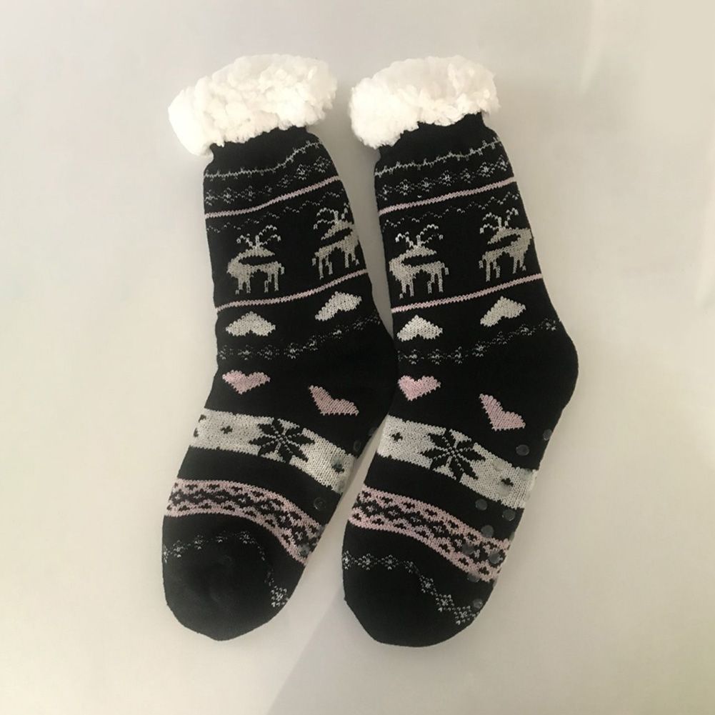 Yfashion Winter hick Warm Wool Jacquard Socks Vintage Christmas Colorful Knitted Stockings ift