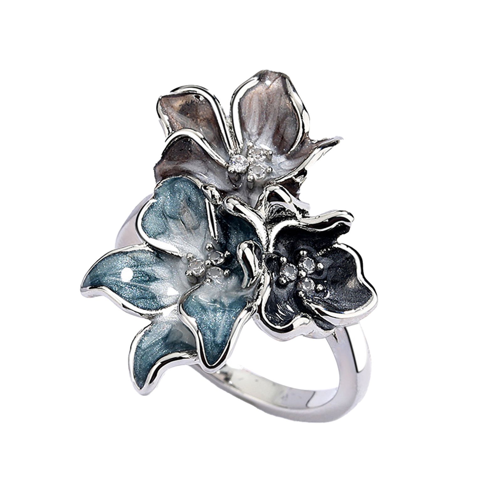 Wedding Ring Polishing Blooming Flower Decor Vintage Ring