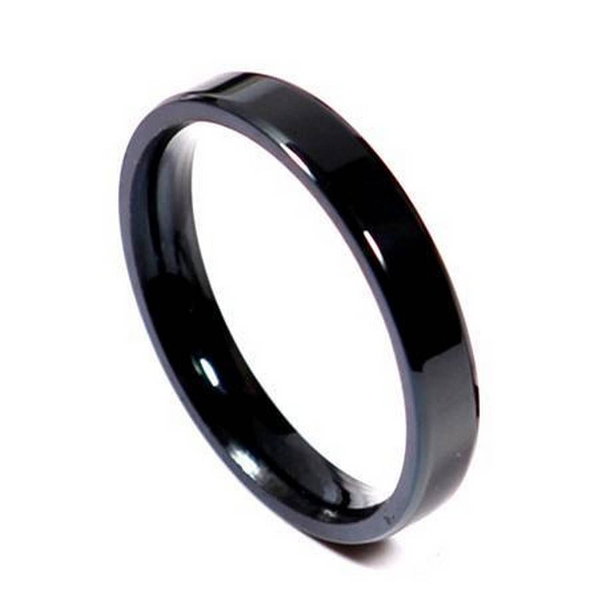 1Pc Tiny Thin 3mm Ring Men Women Black  With Box