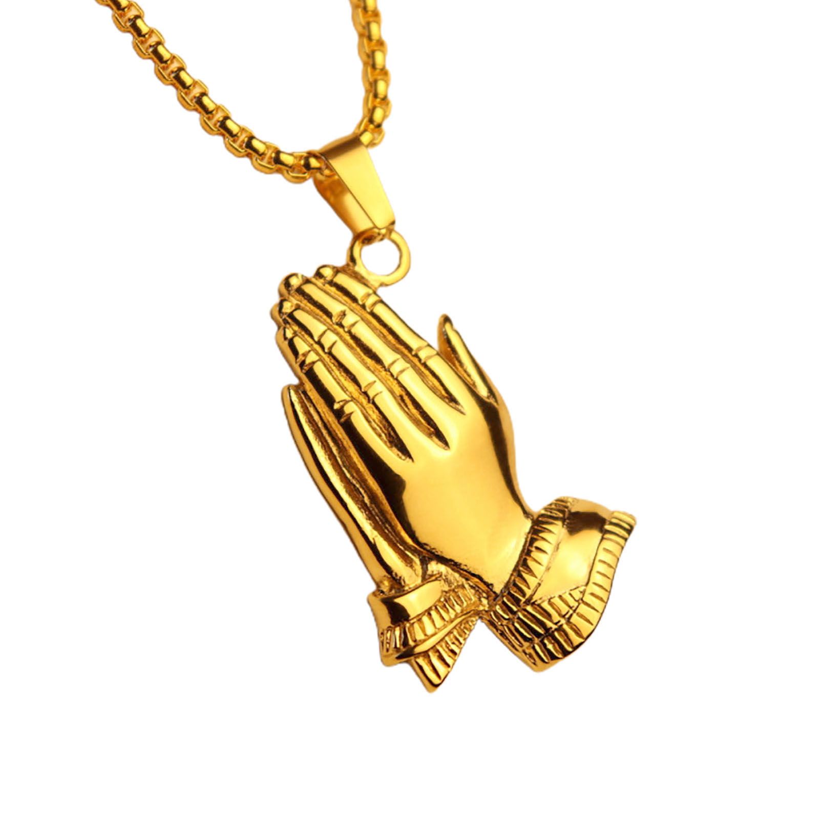 Pendant Neckle Smooth Surfe Bless Hand Pendant Chain Neckle