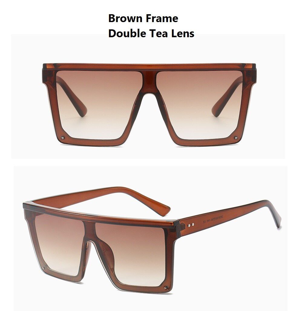 Brown Double Tea90111b Australia Stylish HINDSIGHT Vintage Rectangle Sunglasses Women 2019 Luxury Brand Retro One-Piece Sun Glasses for Men