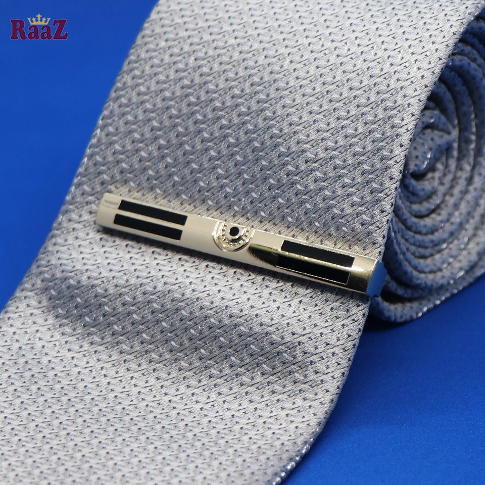 Golden Black Men Initial Tie Clip Bar Normal Size-1pc