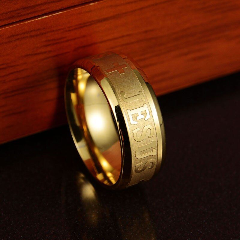 Letdiffery Catholic Blessing Jesus Cross Ring Stainless Steel Religious Christian Ring For Lover's Gift