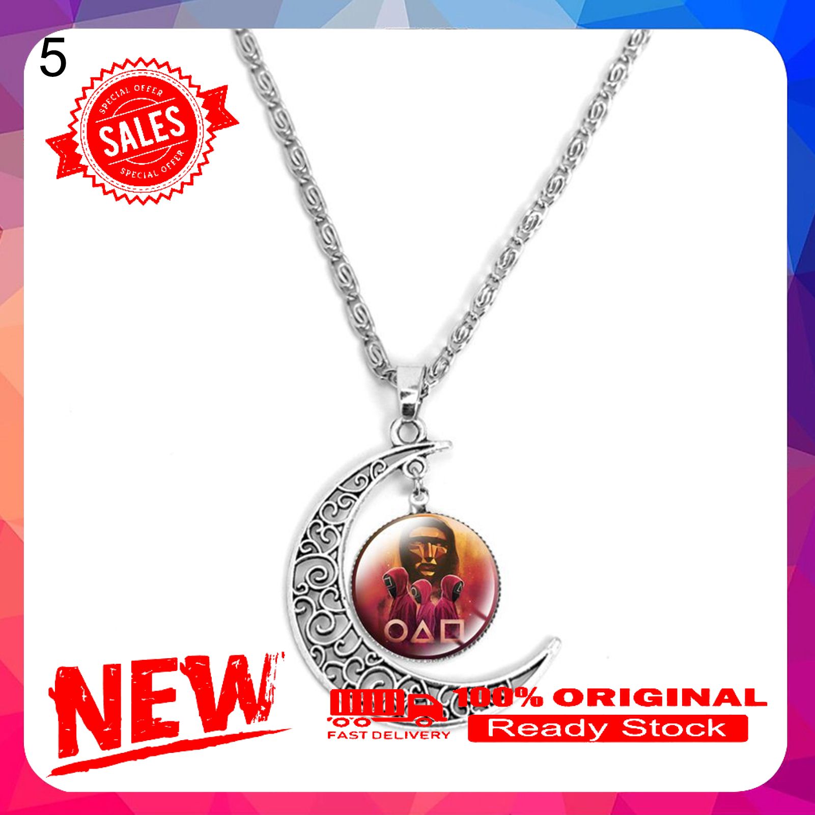 Vist Fox 
Vist Fox Moon Shape Necklace Chic Fine Workmanship Zinc Alloy Unisex Squid Game Moon Shape Necklace for Party