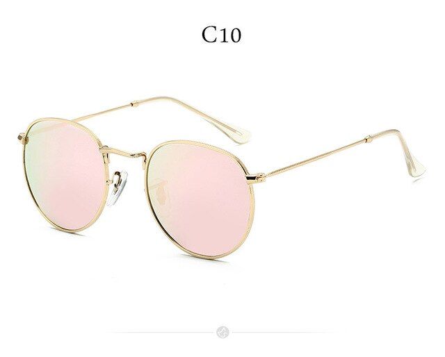 3447 C10Luxury brand Round Metal Style Mirror Sunglasses Men Women Vintage Retro Brand Design Sun Glasses Oculos De Sol
