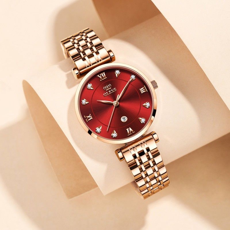OLEVS Watch For Women Rose Gold Watch For Ladies Stainless With Box Fashion Women's