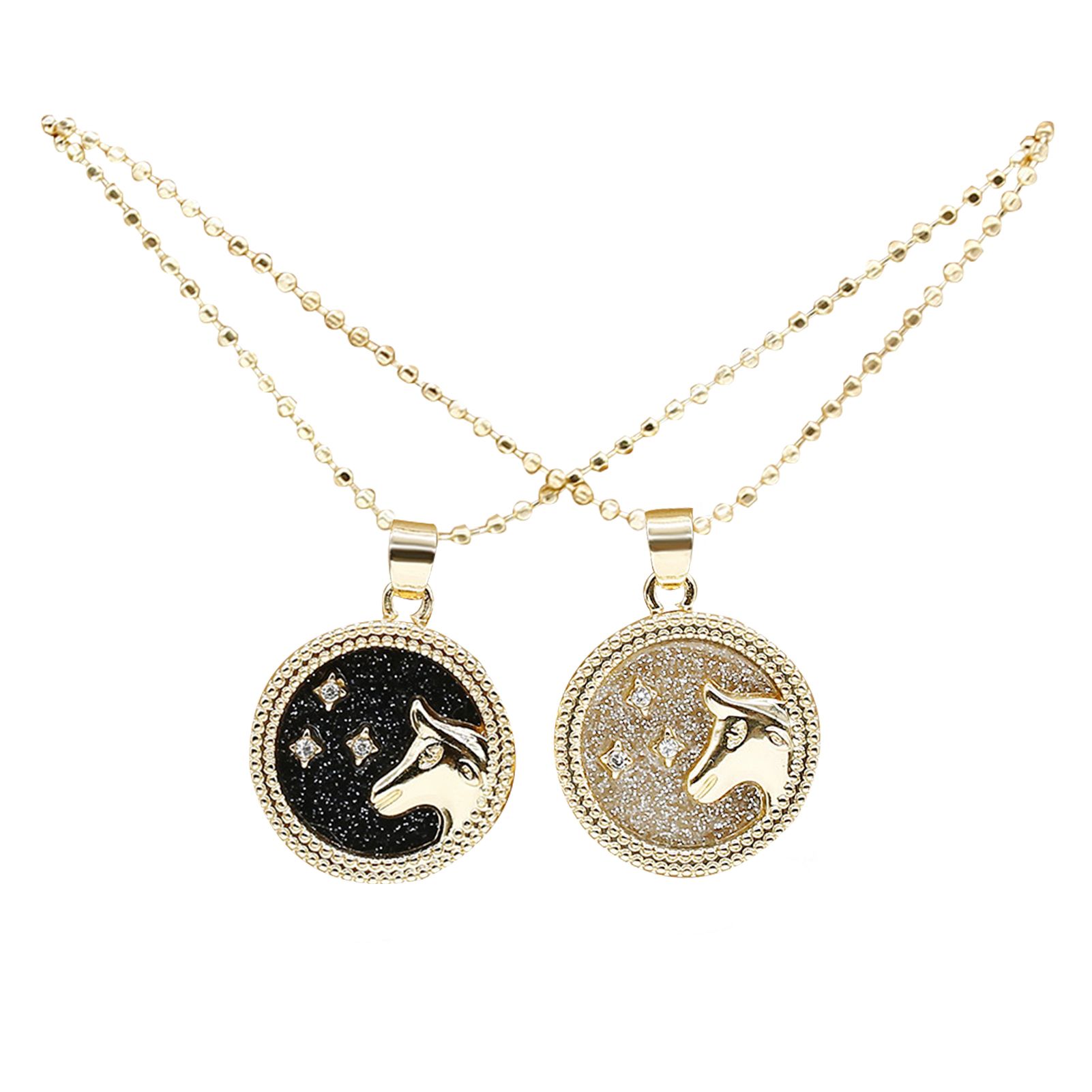 12 Constellation Round Necklace for Women Men Couple Creative Pendant Accessory
