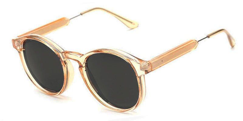 ChampagneSHAUNA Vintage Women Round Sunglasses Brand Designer Men Keyhole Thick Frame Sun Glasses Female Sunglass UV400 Oculos de sol
