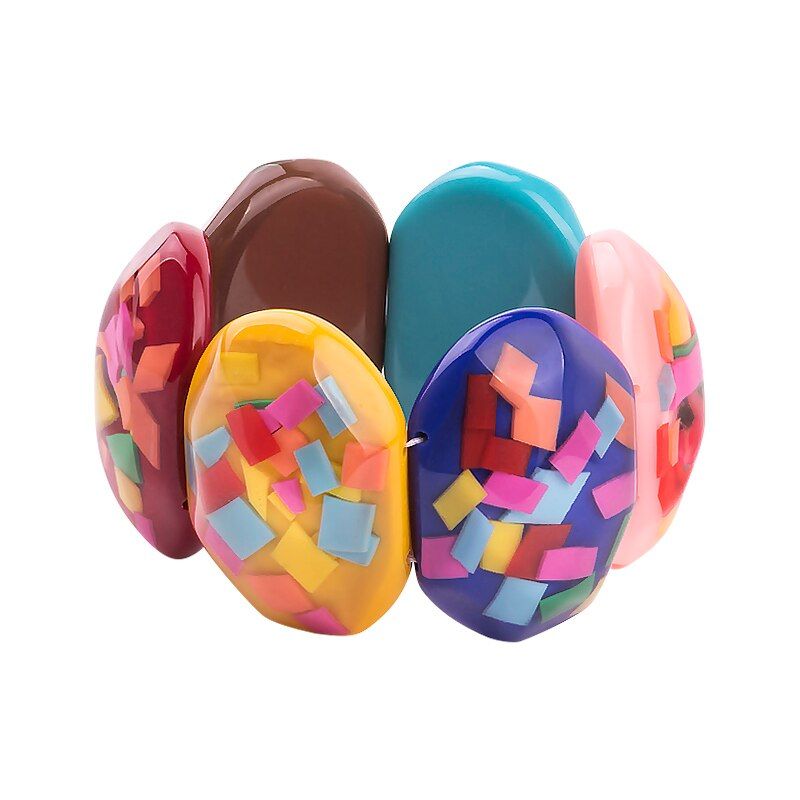 Vintage Resin Cuff Fashion Stretch Bracelets Bangles for Women Trendy Wide Colorful Acrylic Bracelet Simple Charm Jewelry