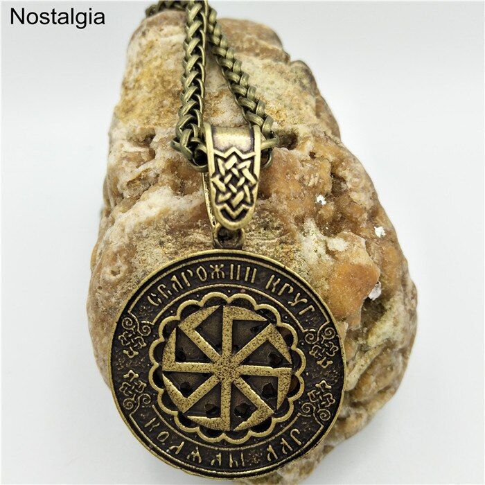 Svarog And Rodnoverie Talisman Amulets Viking Runes OTHALA Slavic Kolovrat Star Of Russia Pentagram Pendants Necklace Women Men