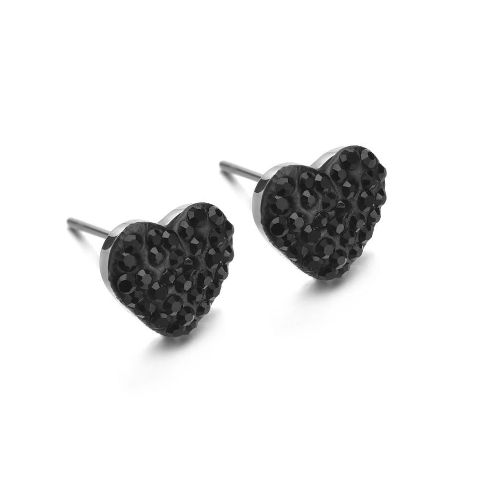 Goxijite Buling Love Heart Pendant Necklace For Women Clay Rhinestone Black Heart Charm Chain Necklace Choker Lover Jewlery Gift