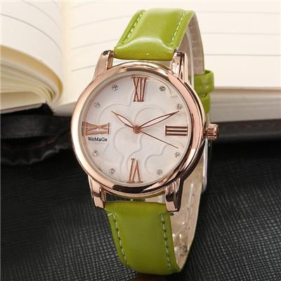2018 Fashion Womage Brand Watches Embossed Flowers Quartz Pu Leather Belt  Gift Female Girl Student Gift Quartz Wristwatches