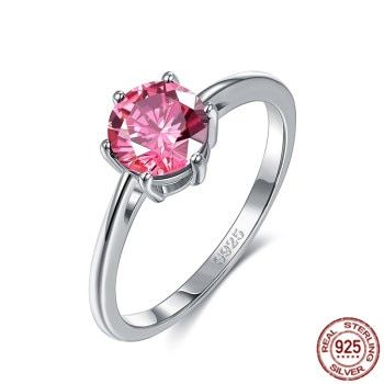 SILVERHOO 925 Sterling Silver Rings For Women With 5A Cubic Zirconia Fine Jewelry Wedding Ring Girlfriend Wholesale 8 colors