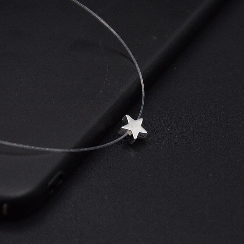 Shuangshuo New Transparent Fishing Line Necklace Invisible Chain Necklace Women Rhinestone Choker Necklace Collier Femme