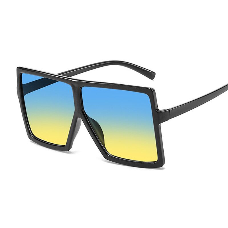 Black Blue YellowFashion Brand Design Sunglasses Women Flat Top Square Luxury Sun Glasses Vintage UV400 Sunglass Shades Eyewear Oculos De Sol