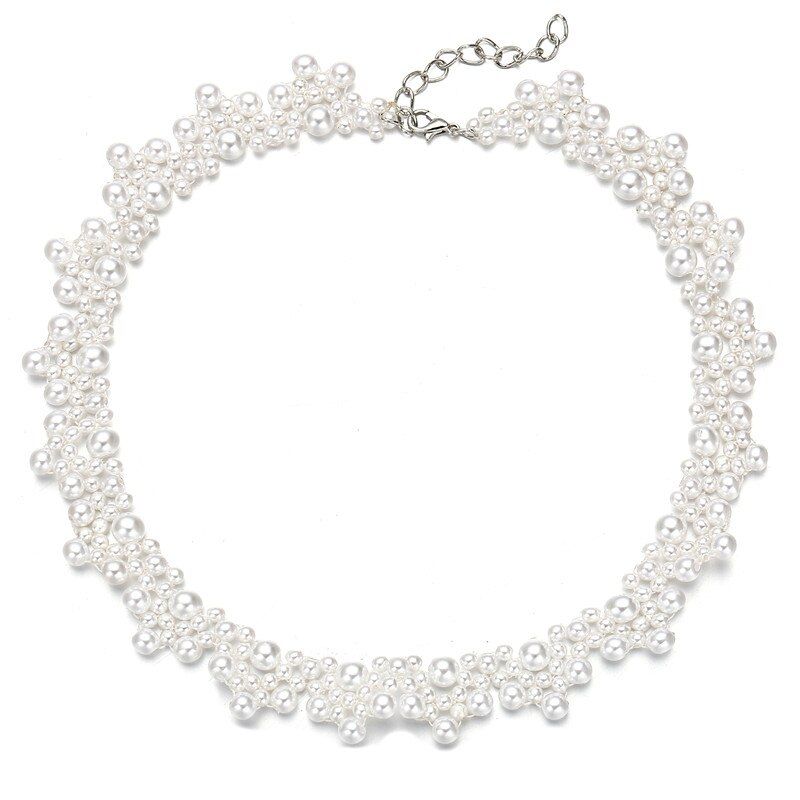 IF YOU Flower Pearl Necklaces For Women Party Bow Knot Pendant Necklace Fashion Choker Elegant Flower Jewelry Gifts 2020