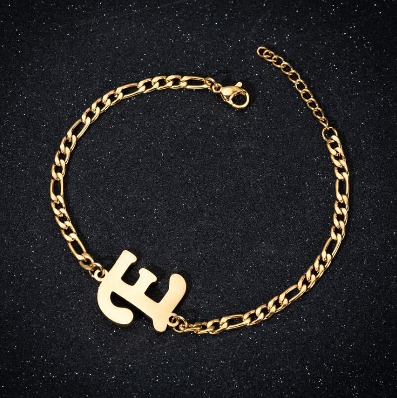 Fashion Initial Bracelets Bangles A-Z 26 Letters Alphabet Charm Stainless Steel for Women Jewelry Pulseiras Gift