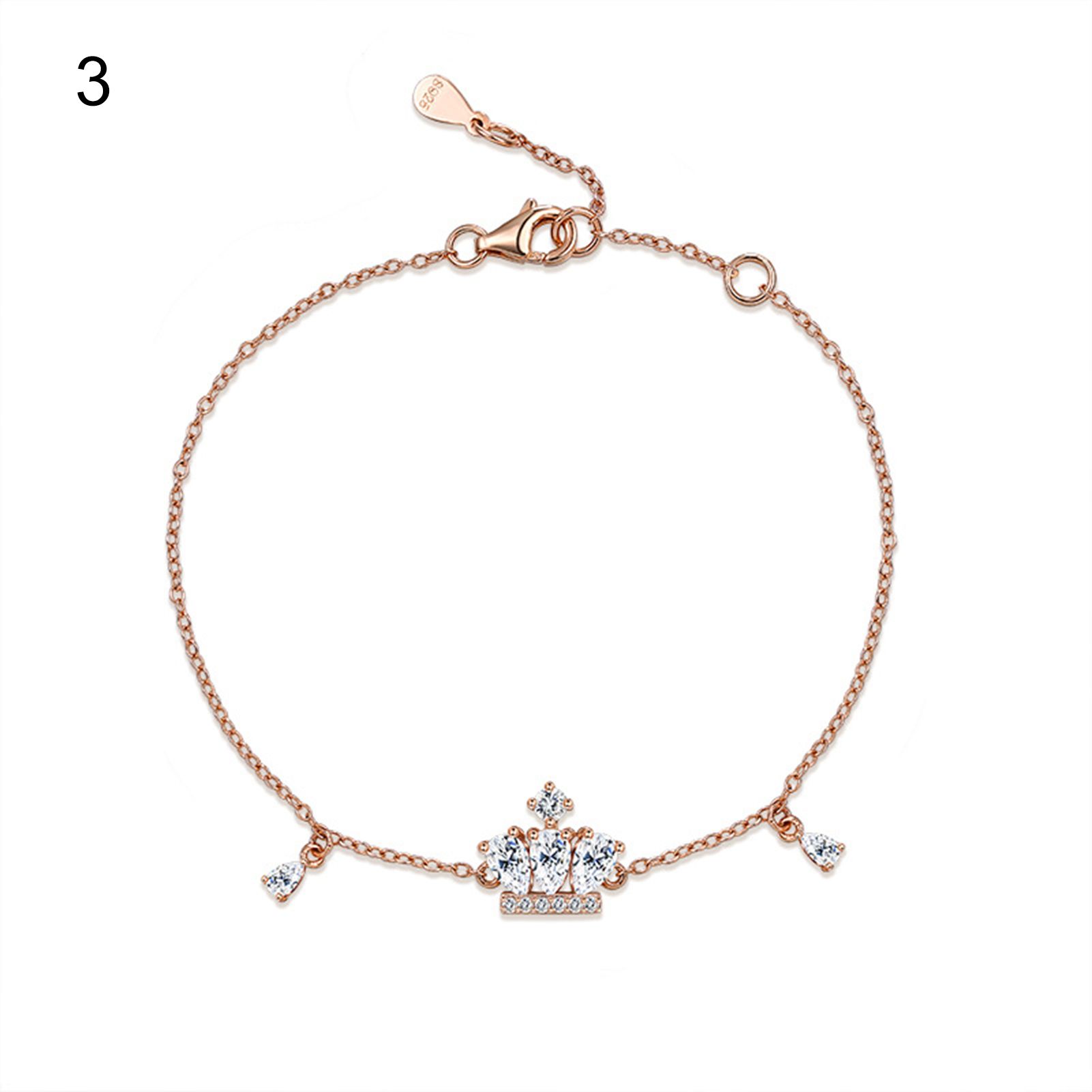 SILVERHOO Women Necklace Crown Cubic Zirconia Jewelry Exquisite All Match Ear Studs Bracelet Bangle Girls Gift