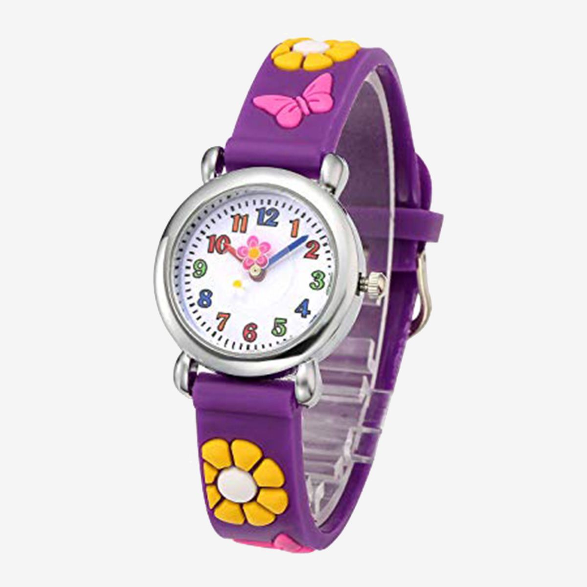 Cute Flower Butterfly Silicone Strap Round Dial Analog Quartz Child Wrist Watch