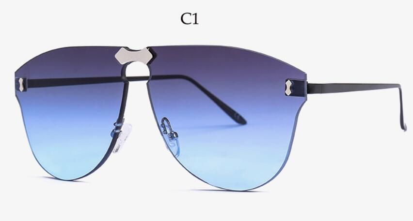C1 gray blueOversized Rimless Sunglasses Women Designer Brand Luxury Brown Sunglasses Female Lady Large Lens Fashion Gradient Shades