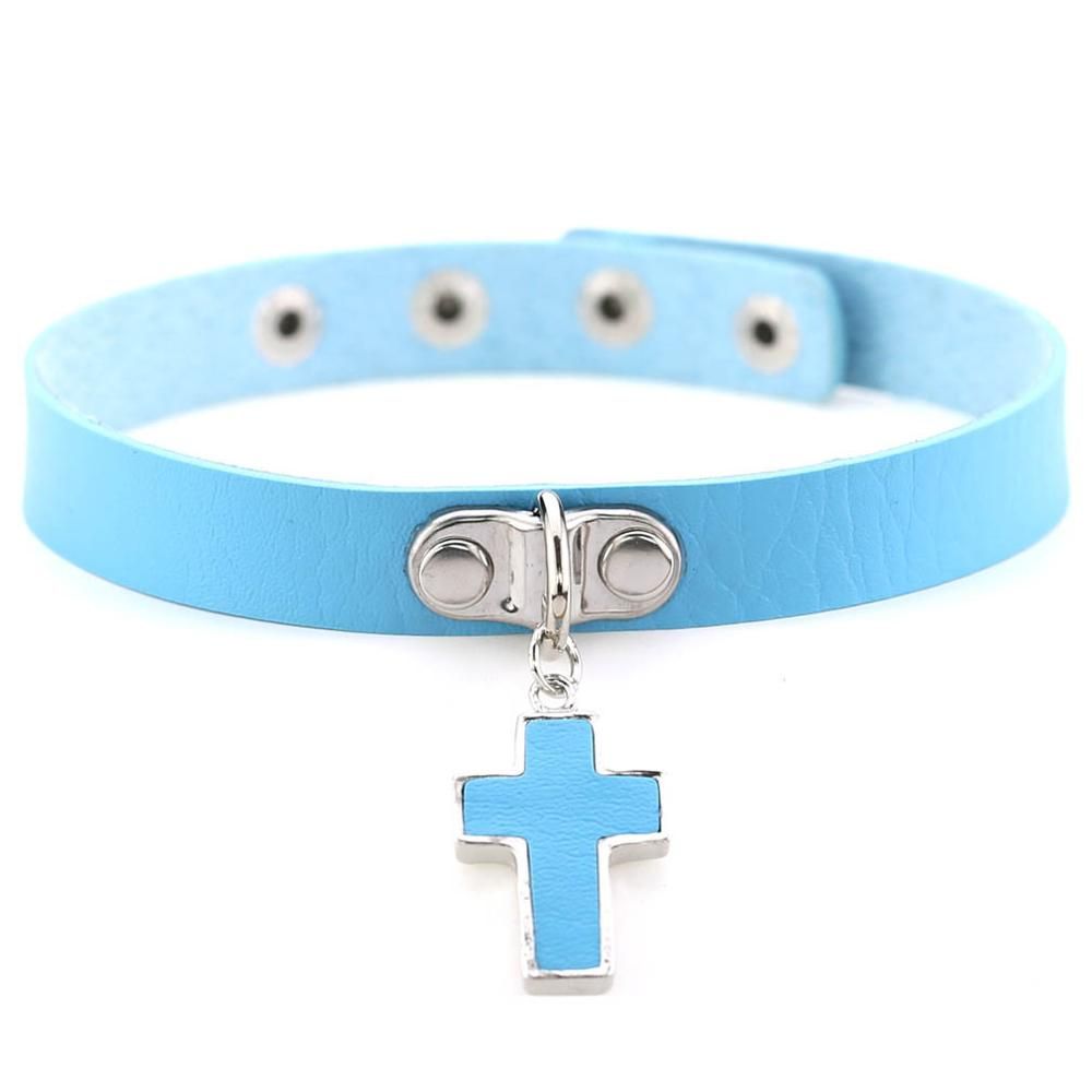 Black cross Gothic choker necklace women Punk rock Goth Choker trendy chocker collar for women fashion jewelry wholesale
