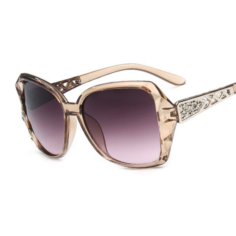 ChampagneOversized Sunglasses Women Top Rhinestone Luxury Brand Designer Square Shades Fashion Retro Sun Glasses Female Oculos