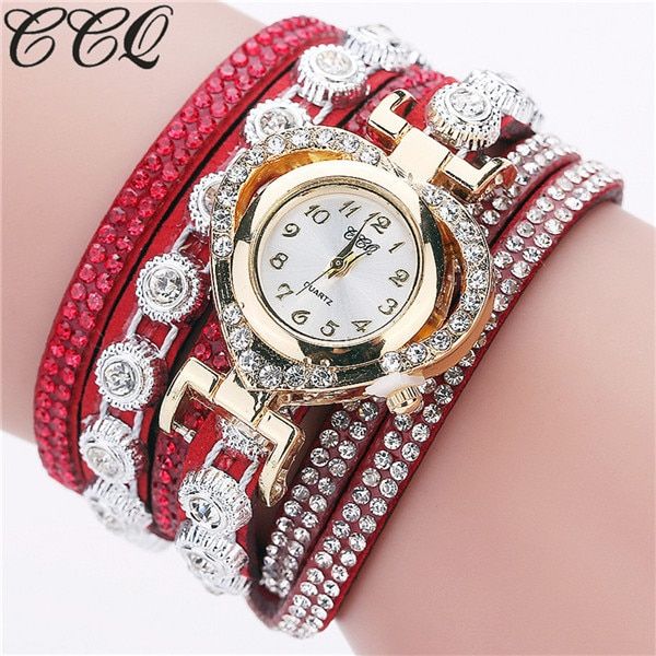 CCQ Brand Fashion Luxury Rhinestone Bracelet Watch Ladies Quartz Watch Casual Women Wrist Watch Relogio Feminino Gift C99