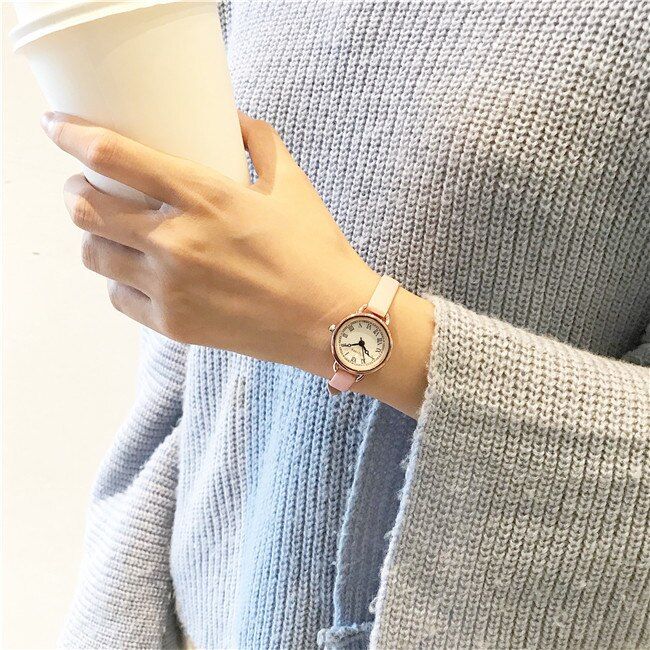 Ulzzang Vintage Roman Numeral all Dial Women Watches Thin Leather Strap Ladies Bracelet Watch Casual Female Quartz Wristwatch