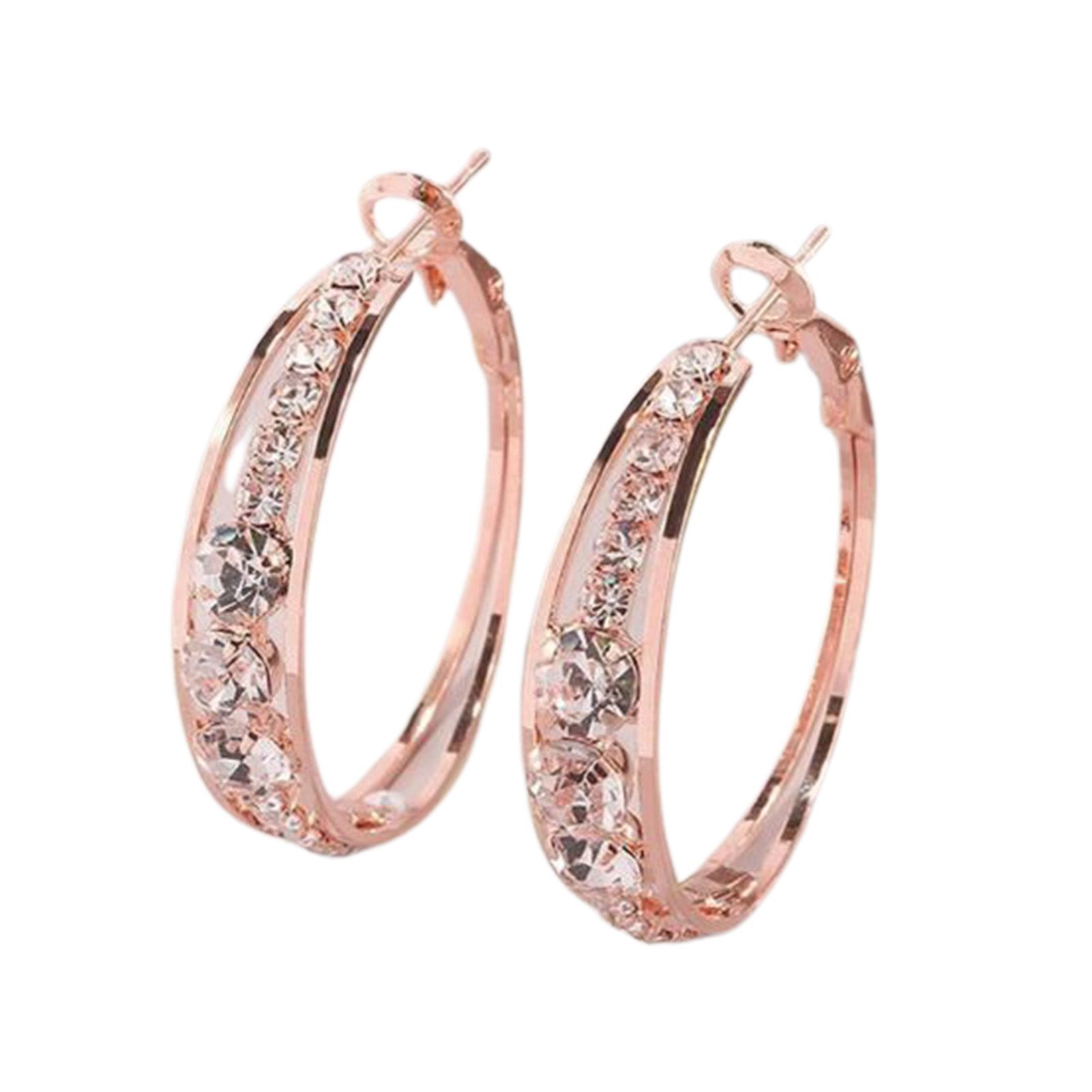 Women Hoop Earrings Good Workmanship Inlaid Rhinestone Circle Ear Clips