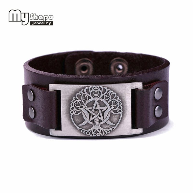 My Shape Viking Bracelet Life of Jewelry Nordic Amulet Leather Bangles Men Odin Symbol