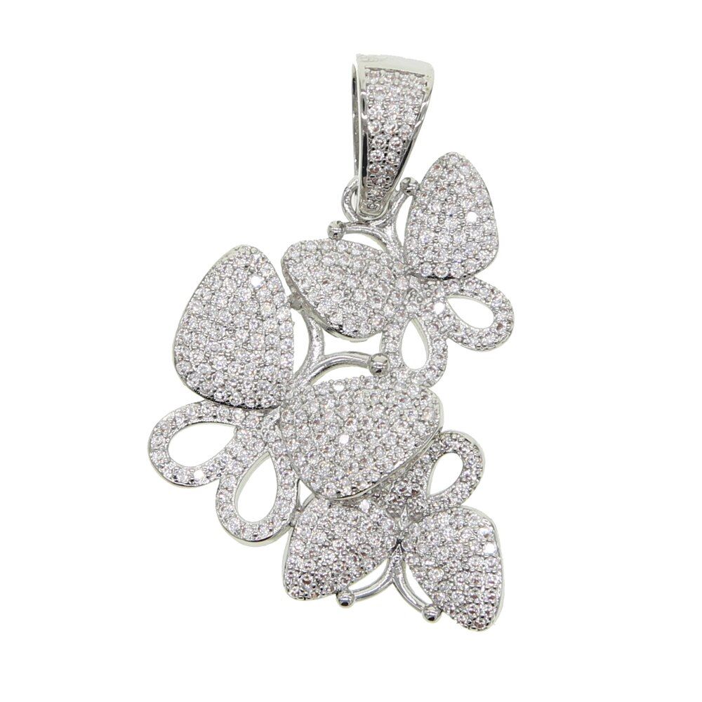 2020 iced out Sparking bling hip hop women men jewelry sparking bling 5mm cz tenniS chain 3 pcs butterfly charm choker necklace