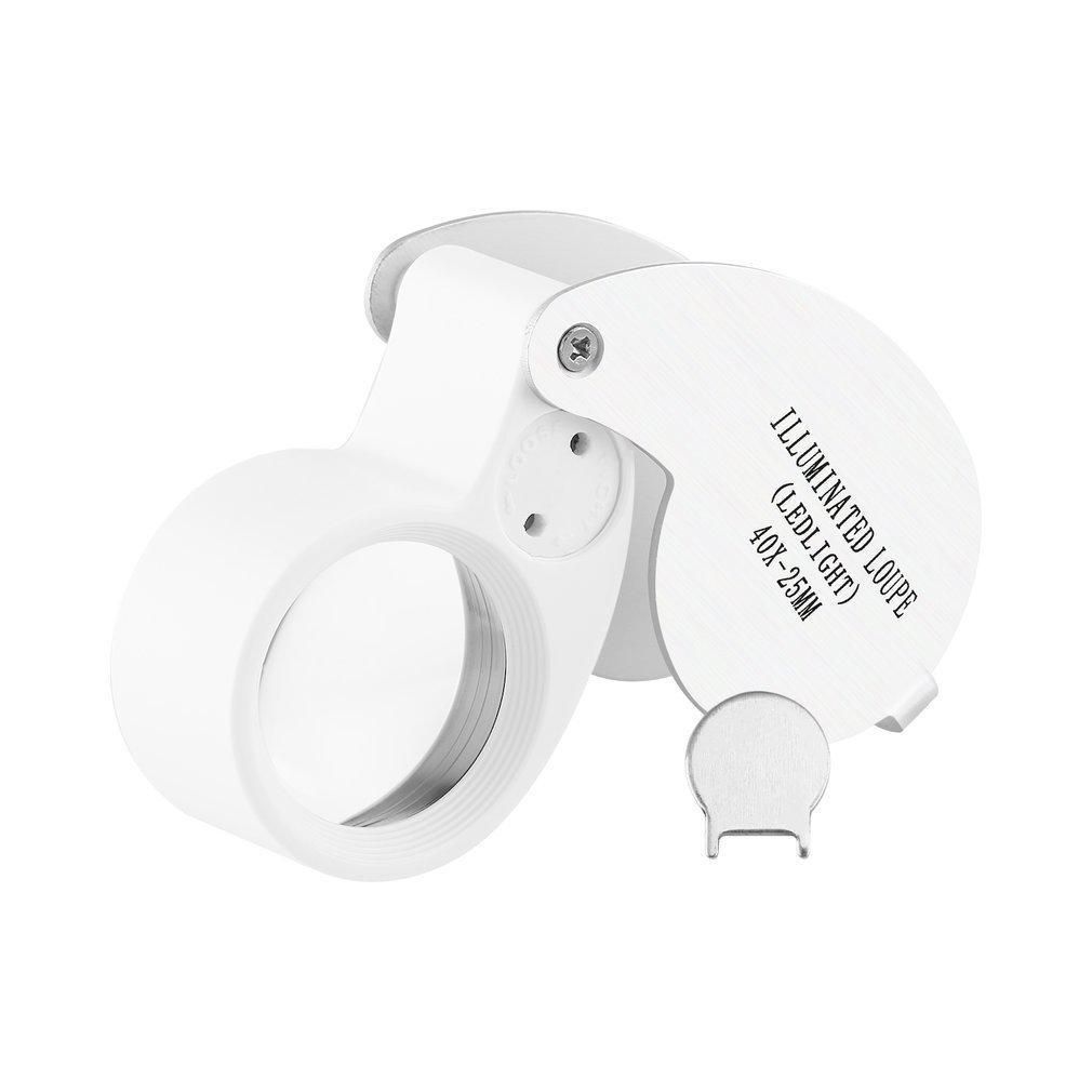 40x 25mm Power Jeweler Illuminated Loupe LED Loop Magnifier Magnifing Glass
