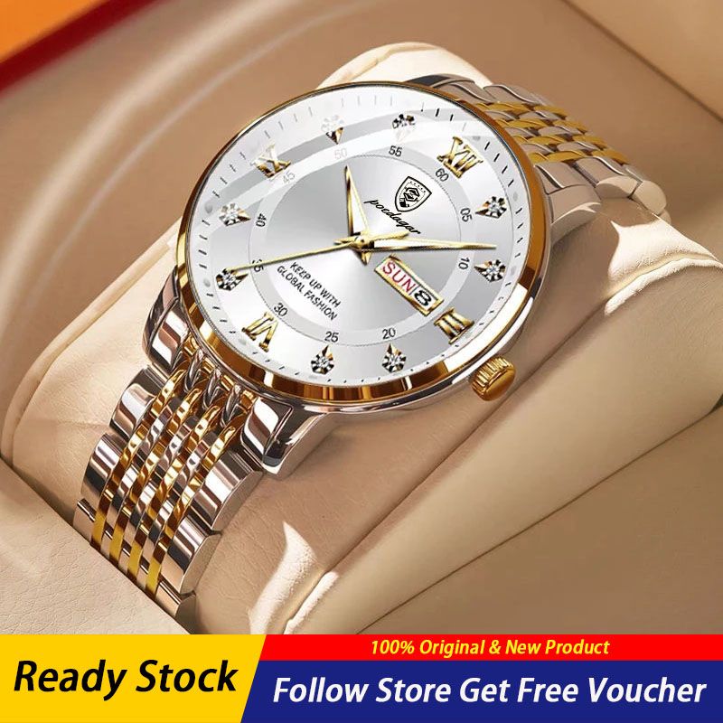 2022 POEDAGAR New Men's Watches Luxury Top Brand Waterproof Luminous Date Week Sports Wrist Watches Stainless Steel Strap Casual Watches for Men