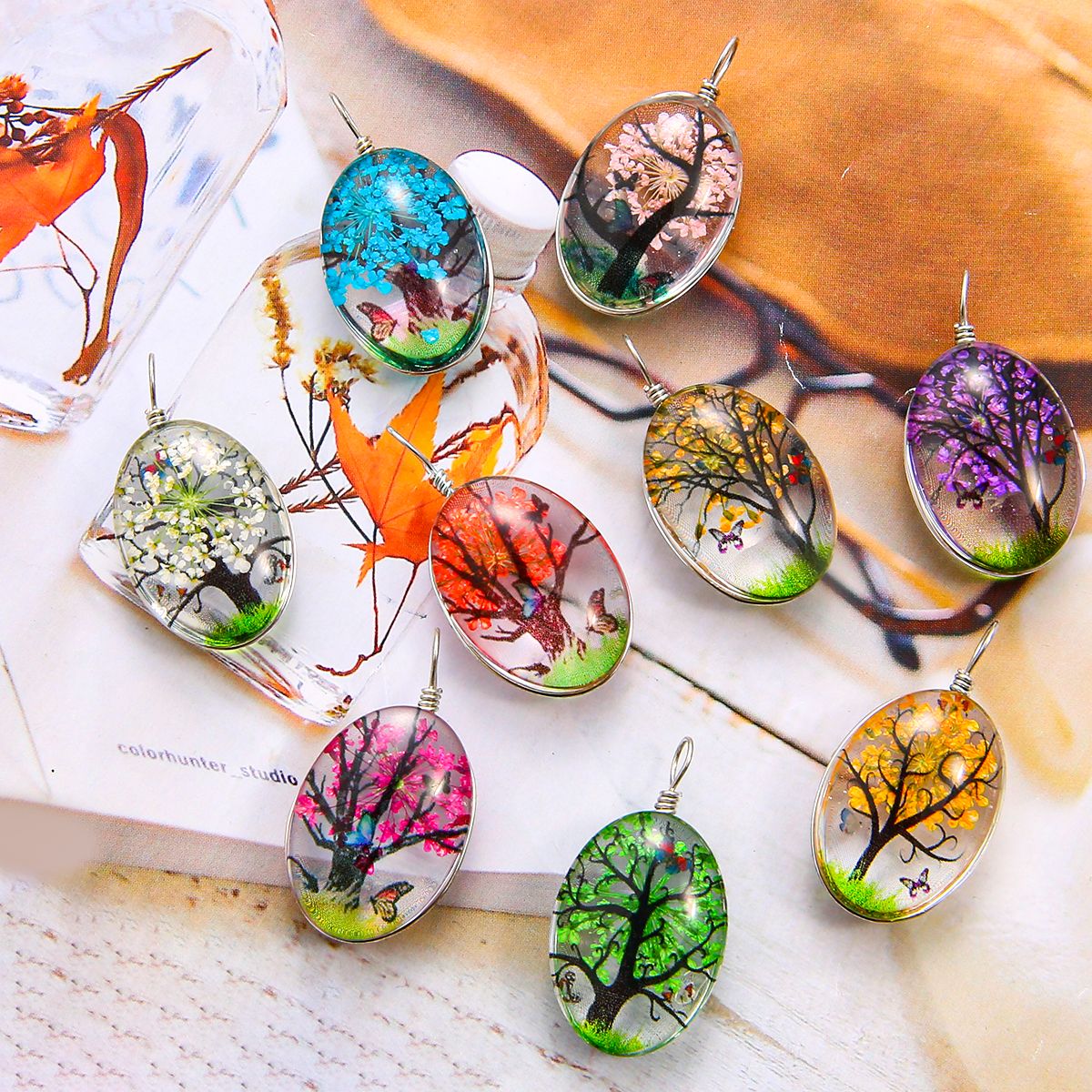 2Pcs Random Glass Flower Beads Pendant Charms For Jewelry Making DIY Necklace Earrings Accessories