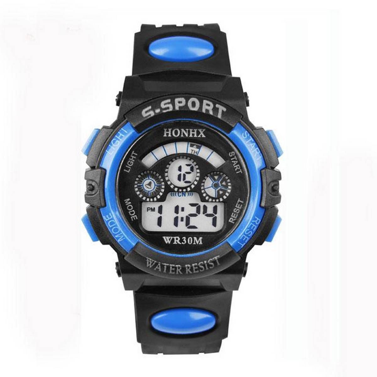 FashionieStore Men's wristwatch Waterproof Boys Digital LED Quartz Alarm Date Sports Wrist Blue