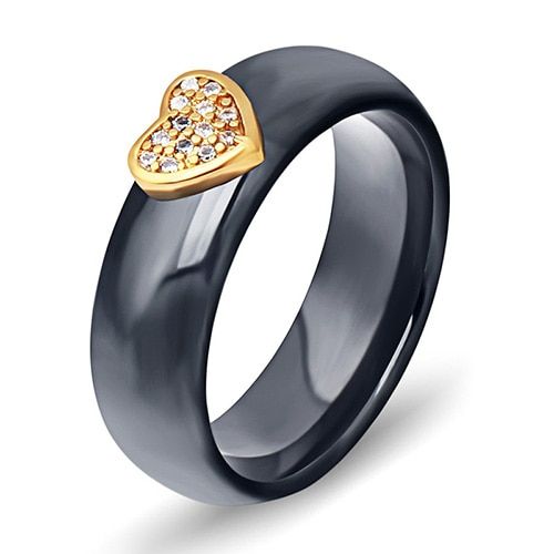 Black White Colorful Ring Ceramic Ring For Women With Big Crystal Wedding Band Ring Width 6mm Size 6-10 Gift For Men