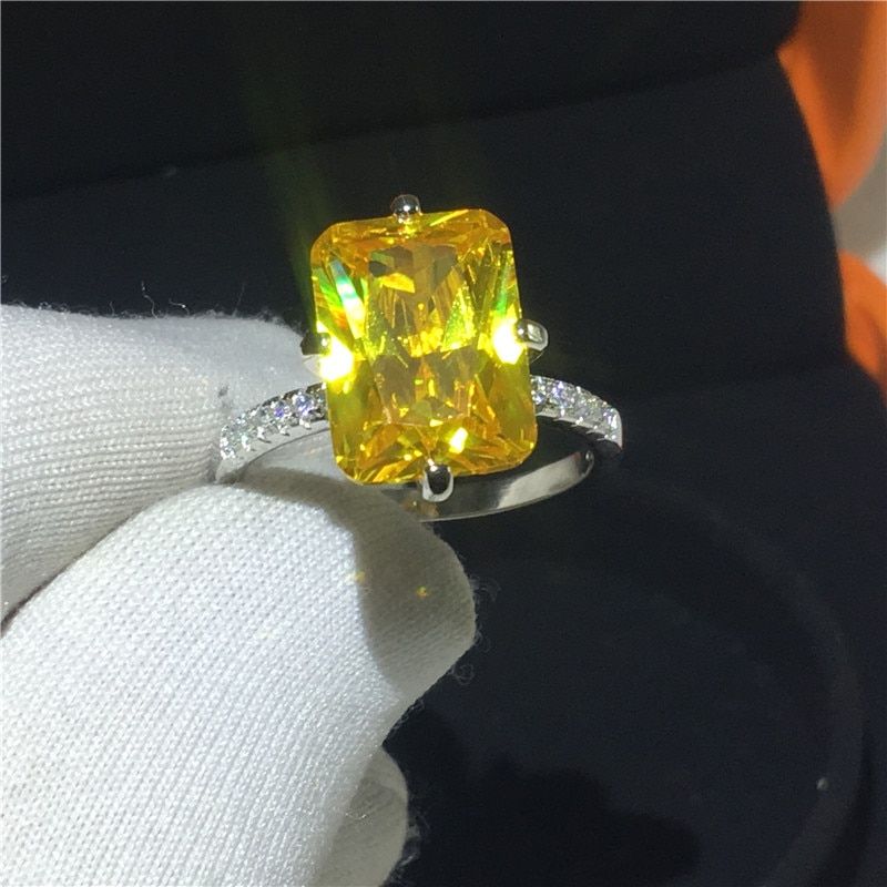 Sparkling Female Promise ring 925 Sterling silver 5ct Square AAAA cz Wedding Band Rings for women Bridal Statement Party Jewelry
