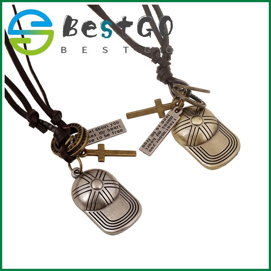 Jewelry Fashion Rock Hat Leather Necklace Leather Necklace Men'S Pendant