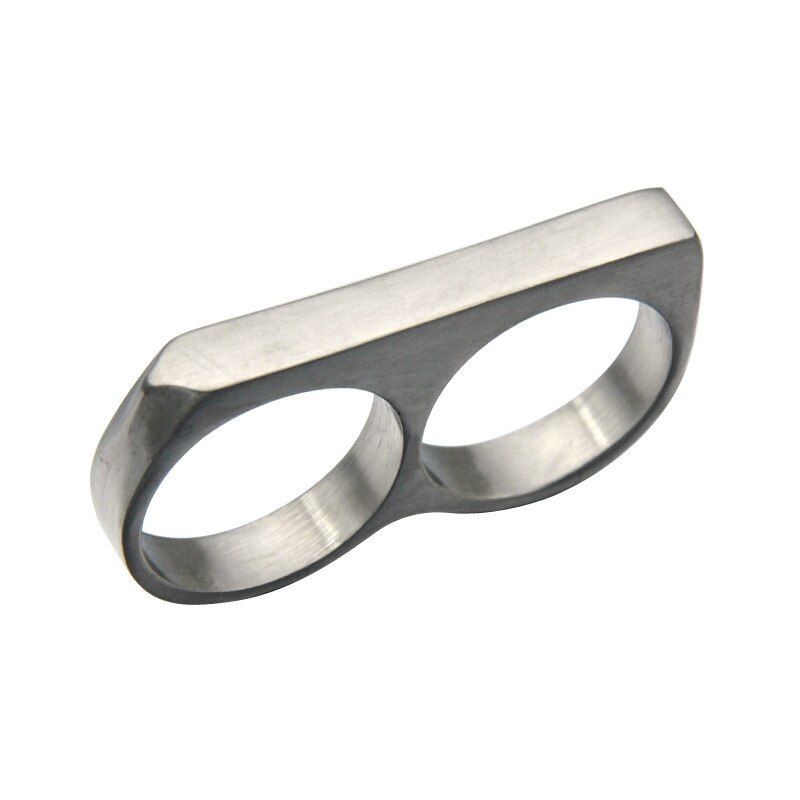 Men Titanium Stainless Steel 2 Circles Finger Ring Gold Silver Color Tone Fingers Ring Cool Jewelry Gift for Male 2020 TOP Band