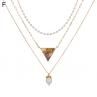 Women Roman Portrait Faux Pearl Design Multilayer Neckle Clavicle Pendant