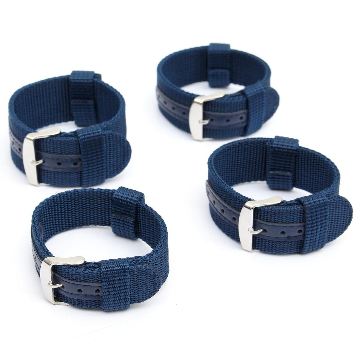 Blue 20mm Militray Sport Nylon Canvas Wrist Watch Band Replacement Strap Hot - Dark blue 20mm