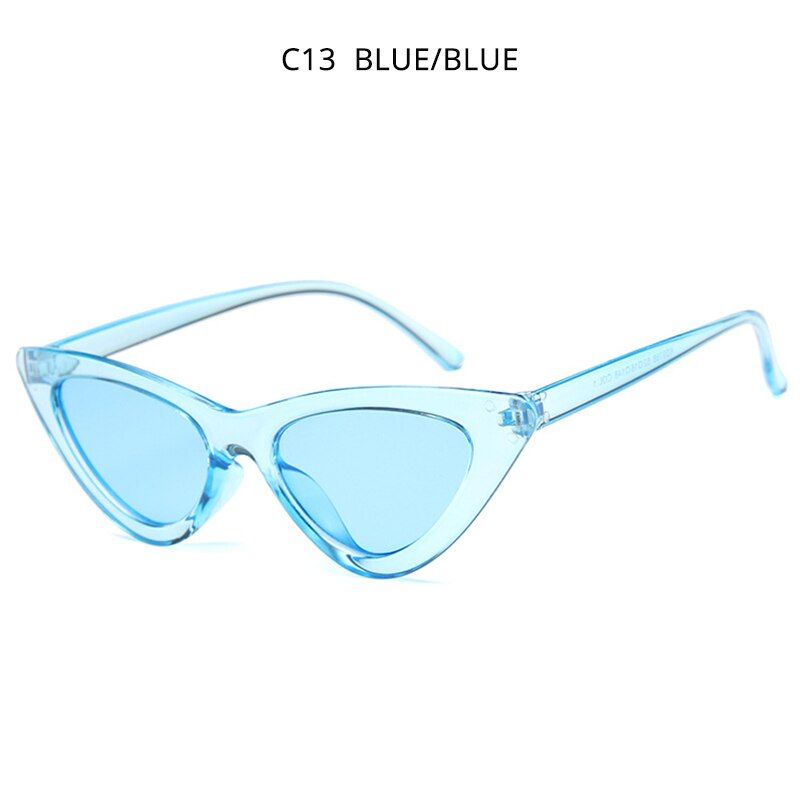 Blue BlueHOOBAN Cat Eye Women Sunglasses Brand Designer Triangle Sun Glasses Fashion Transparent Frame Ocean Color Lens Shades UV400