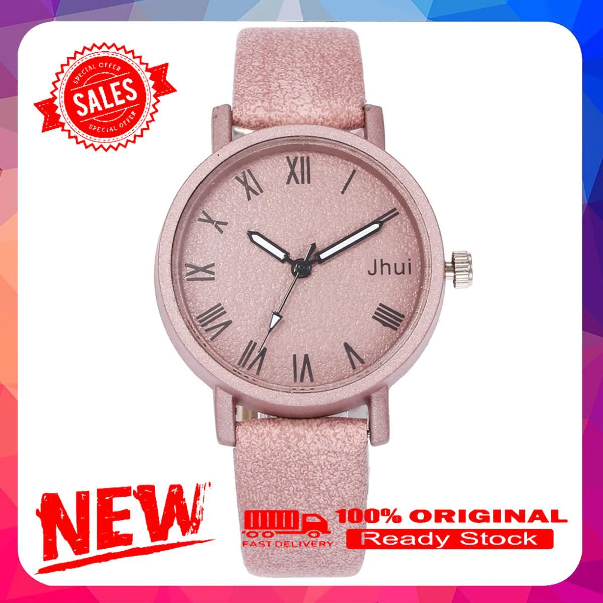 Vist Fox Women Fashion Matte Roman Numbers Round Dial Quartz Faux Leather Wrist Watch
